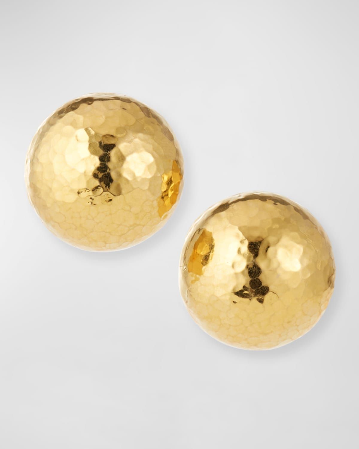 Hammered Gold Dome Clip Earrings