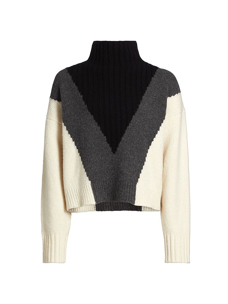 Women's Alma Graphic Instrasia-Knit Sweater - Grey Multi - Size Large