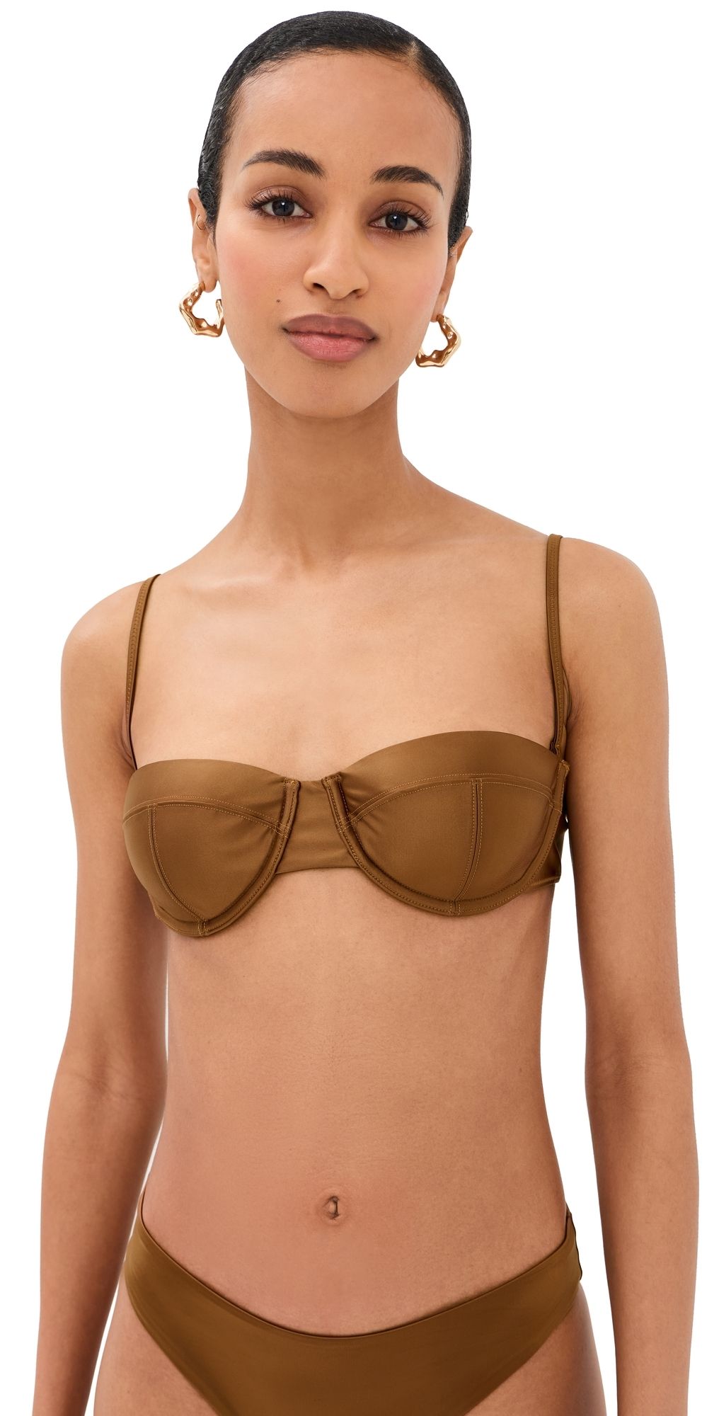 STAUD Jo Balconette Bikini Top Bronze XS