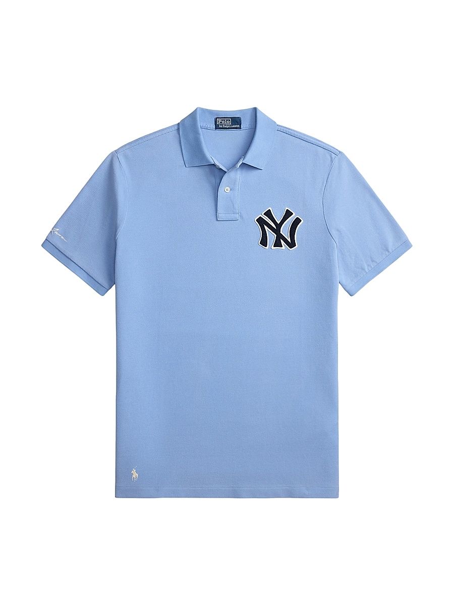 Men's Yankees Mesh Knit Polo Shirt - Blue Lagoon - Size XXL