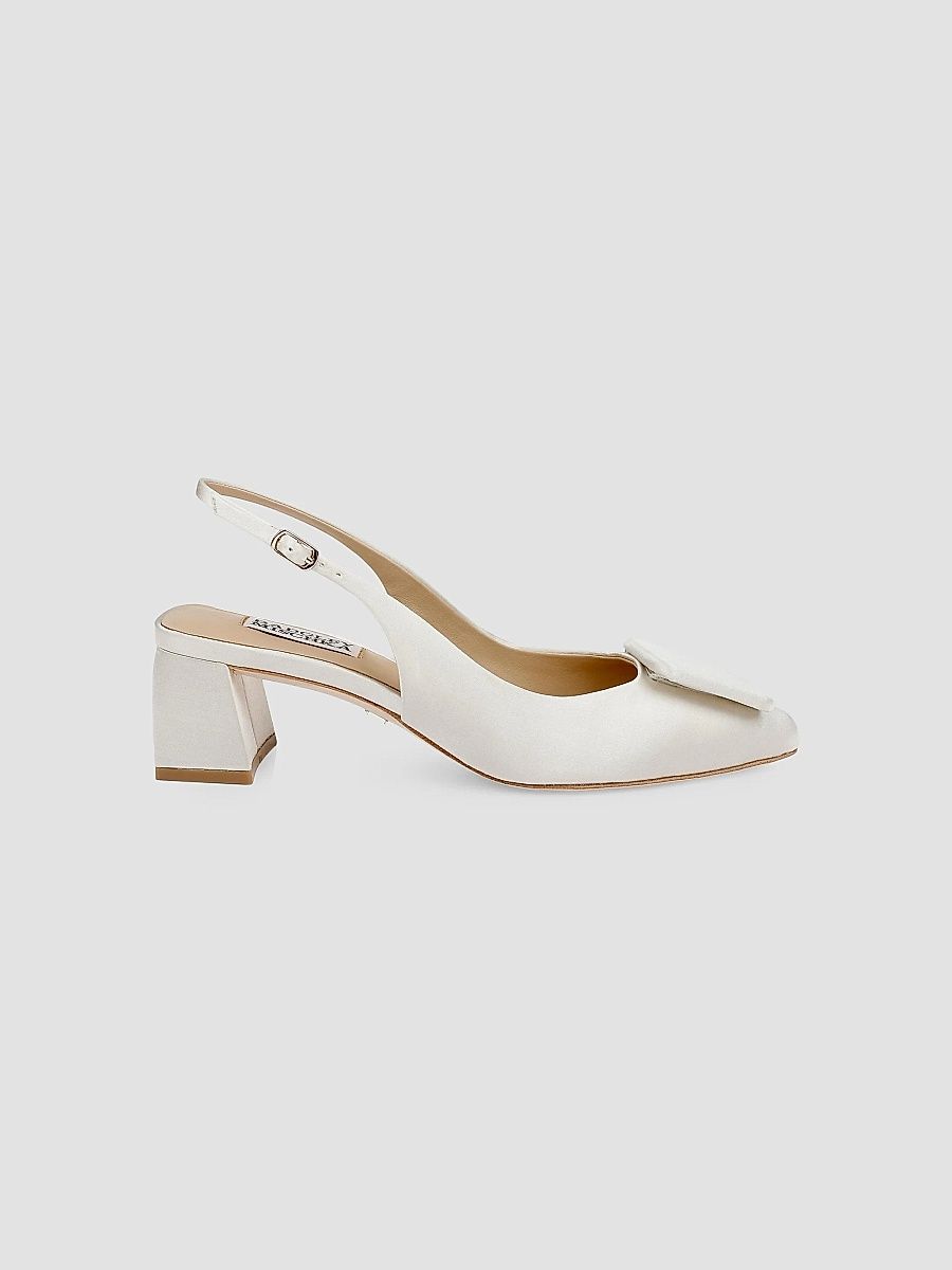 Badgley Mischka Women's Gracen 50MM Satin Block-Heel Slingback Pumps - Ivory Satin - Size 11