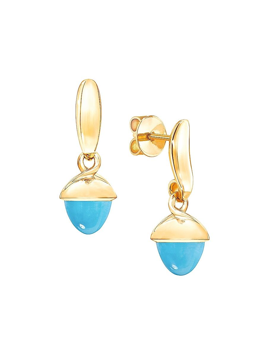 Women's Mikado Flamenco 18K Yellow Gold & Turquoise Acorn Earrings - Yellow Gold