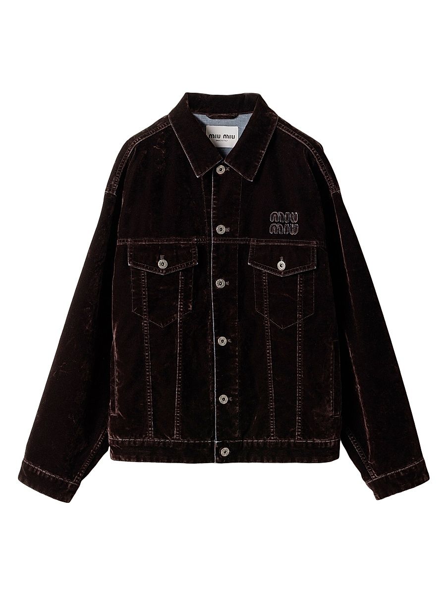 Women's Flocked Chambray Jacket - Brown - Size 8