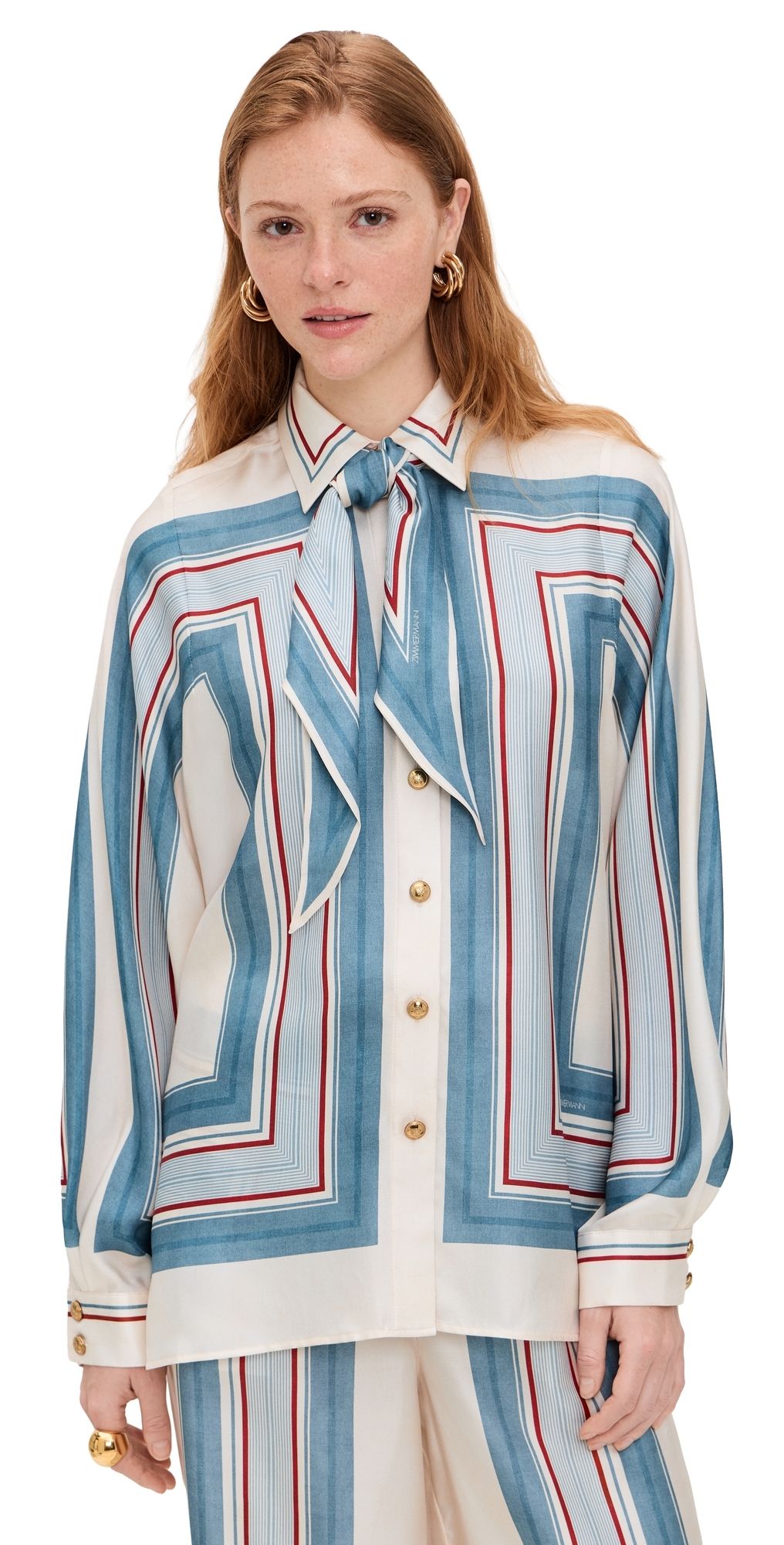 Zimmermann Relaxed Silk Scarf Shirt Ticking Stripe 4