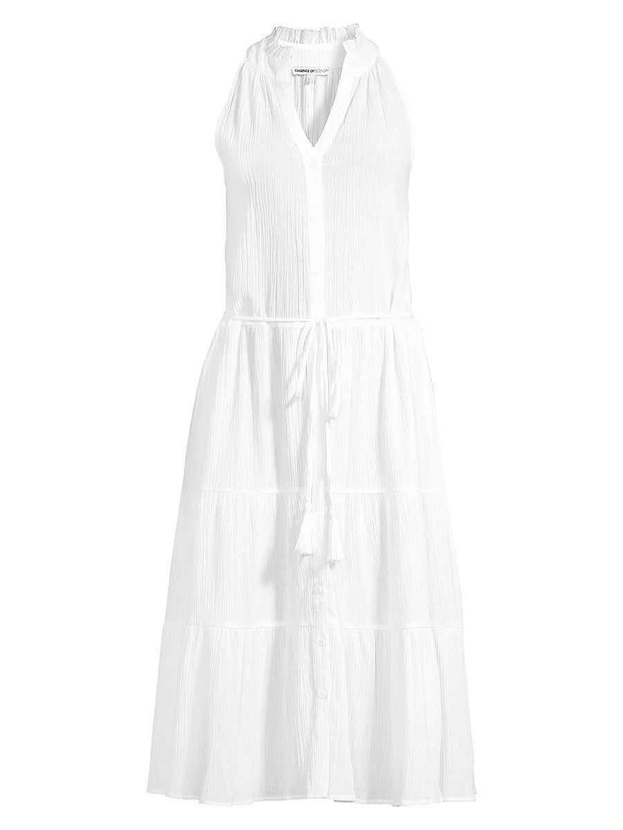 Women's Tracy Cotton Sleeveless Shirtdress - Fresh White - Size Small