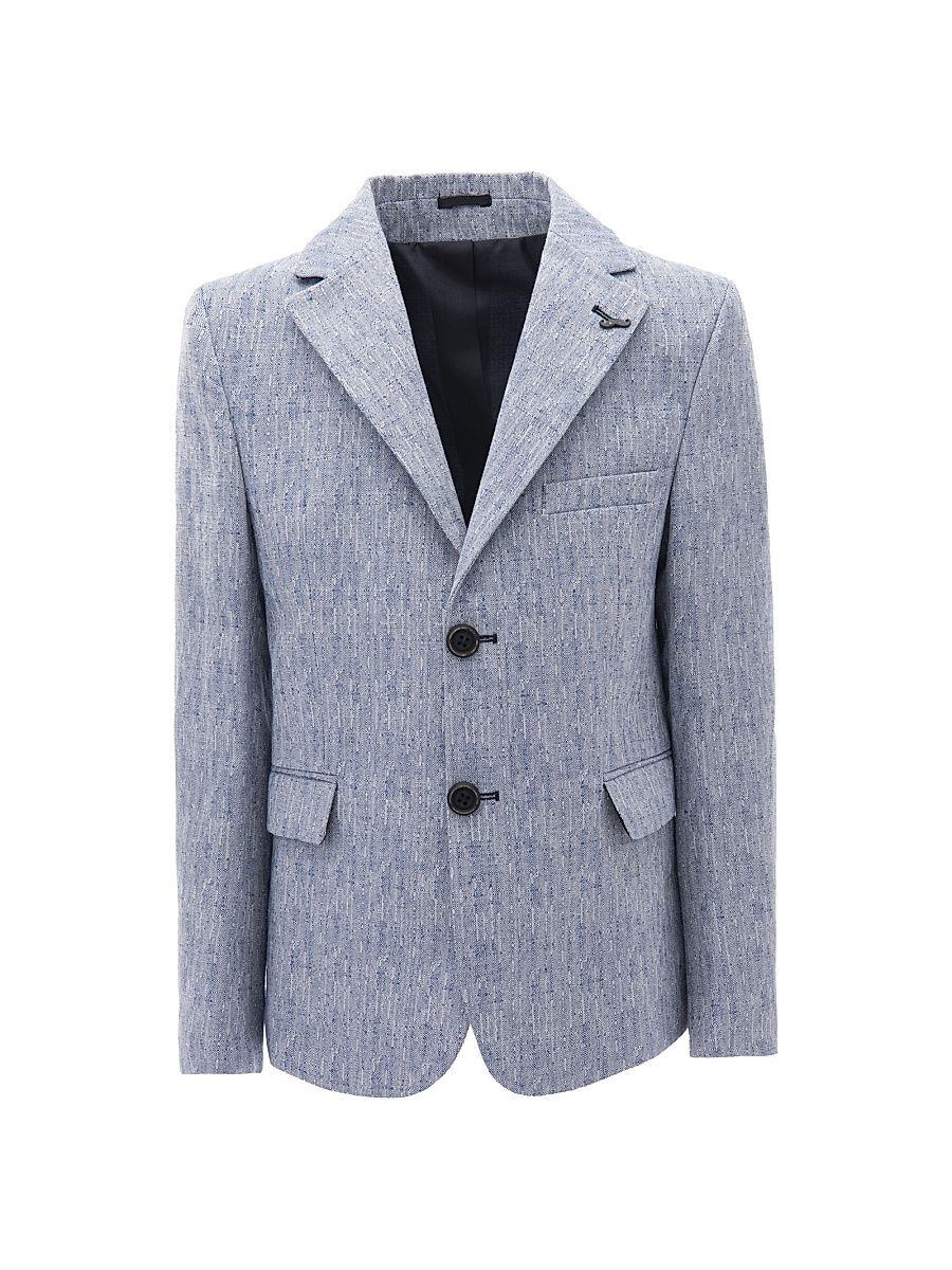 Little Boy's & Boy's Tweed Peak Lapel Blazer - Blue - Size 13