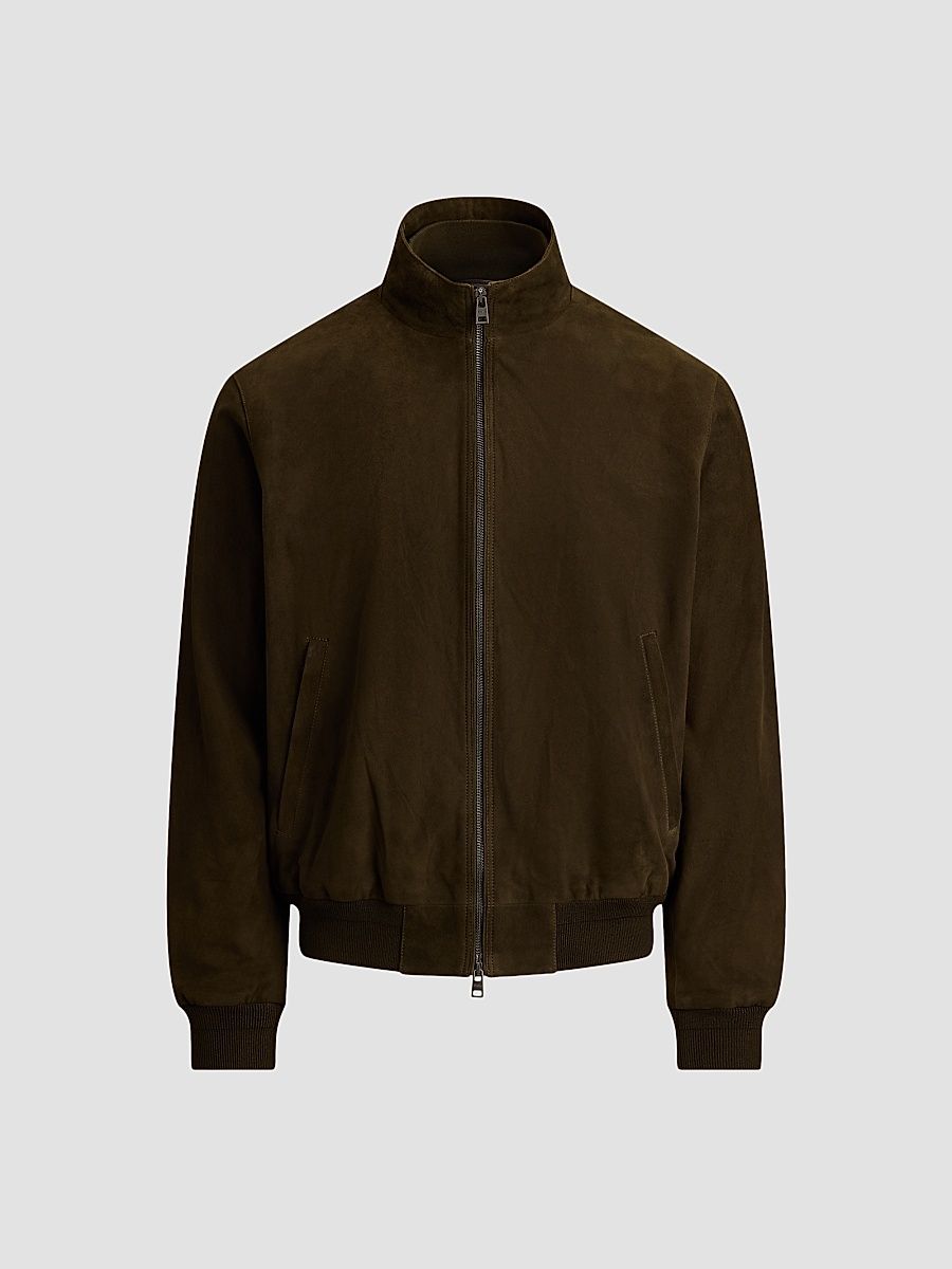 Men's Charleton Suede Bomber Jacket - Myrtle Green - Size XXL