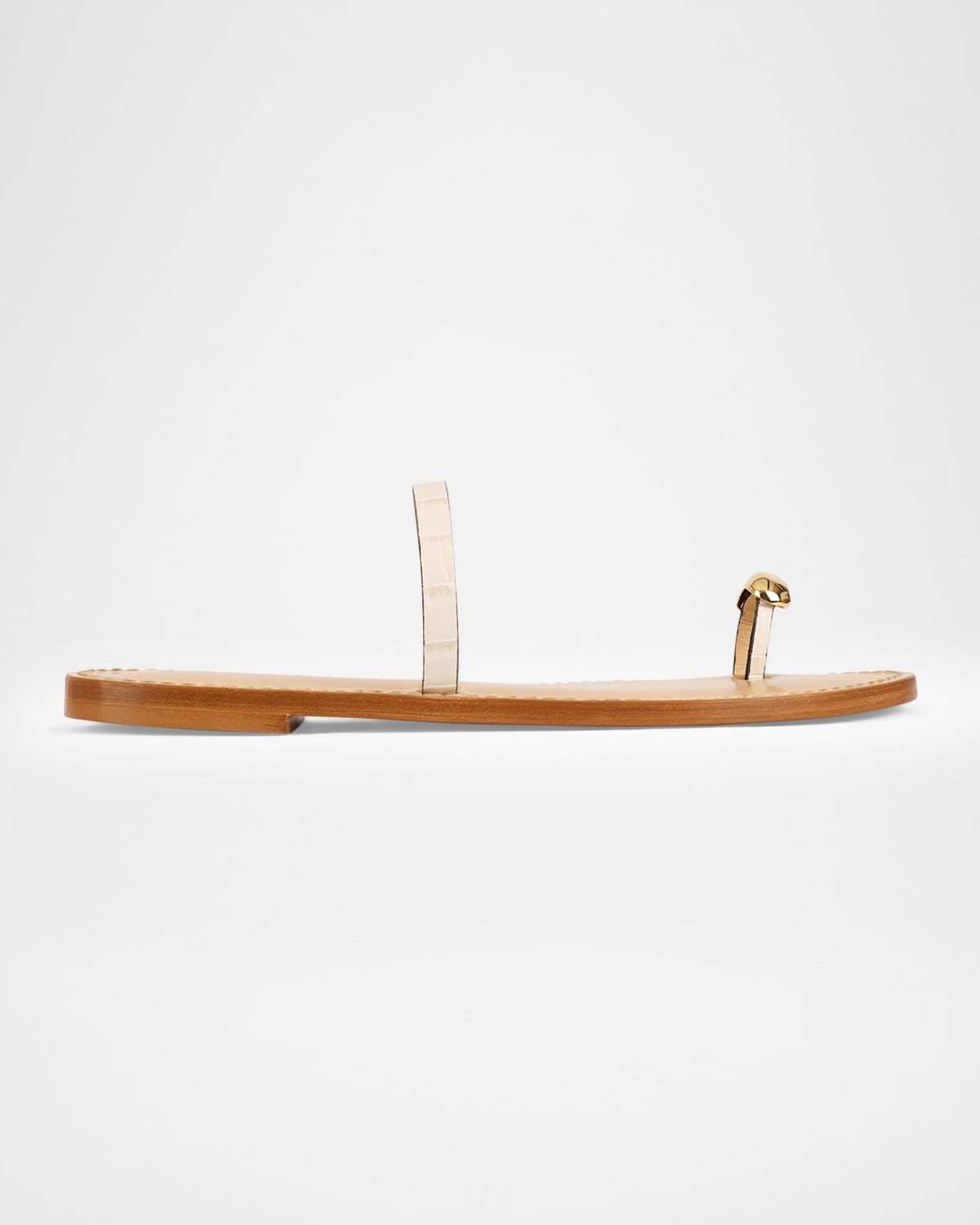 The Kibera Croc-Embossed Leather Toe-Ring Flat Sandals