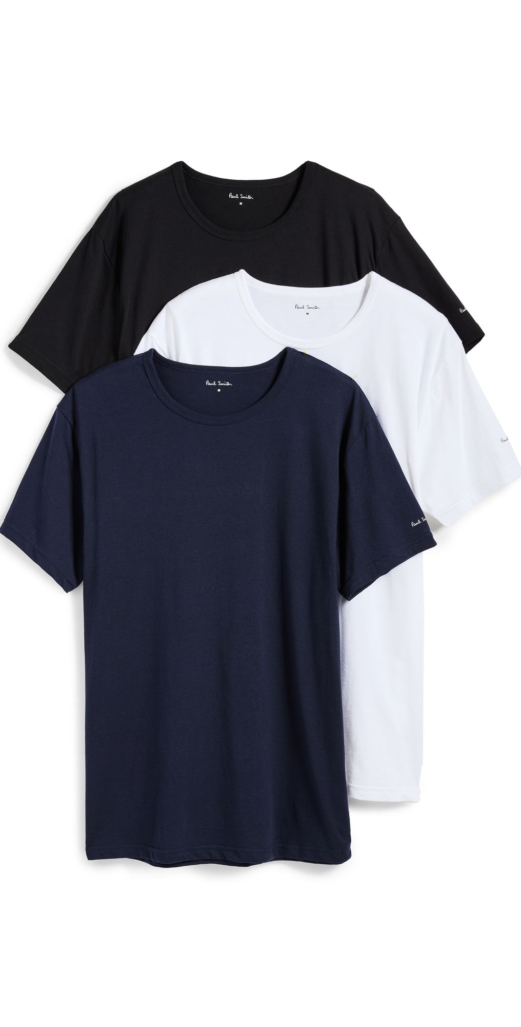 Paul Smith Cotton Logo Lounge 3 Pack T-Shirts Black/White/Navy S