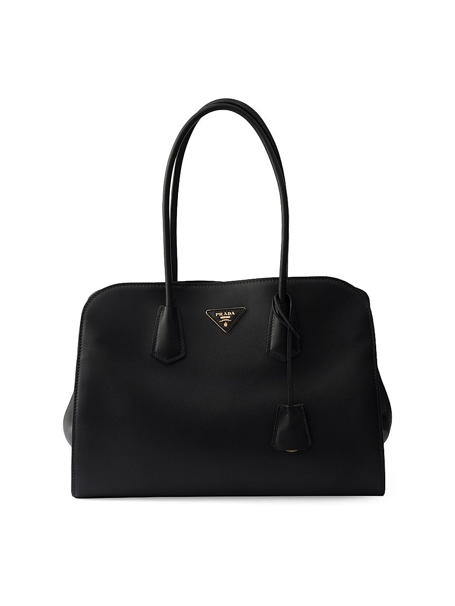 Women's Large Leather Tote Bag - Black