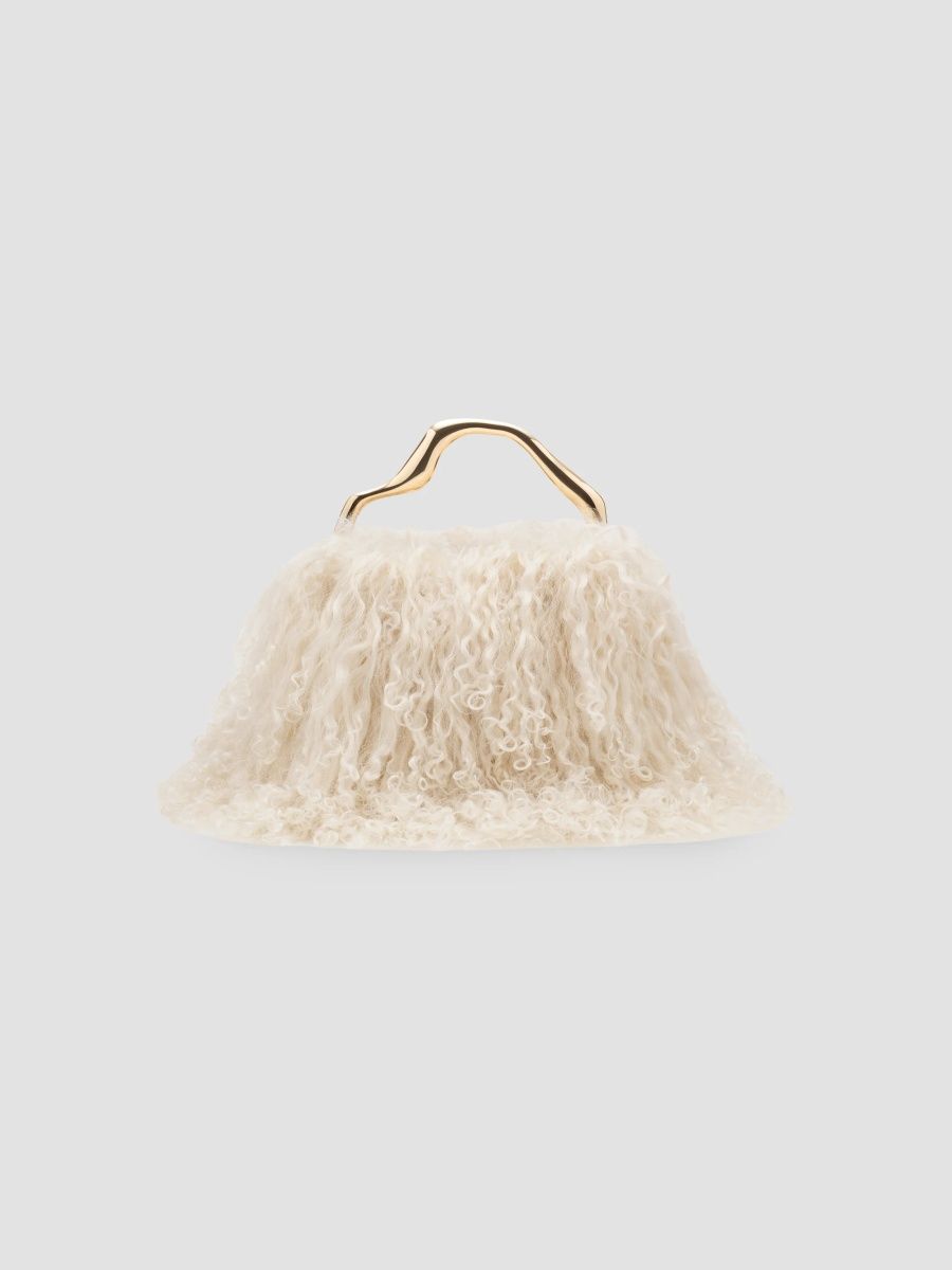 Cult Gaia Women's Solene Shearling Mini Handle Bag - Natural