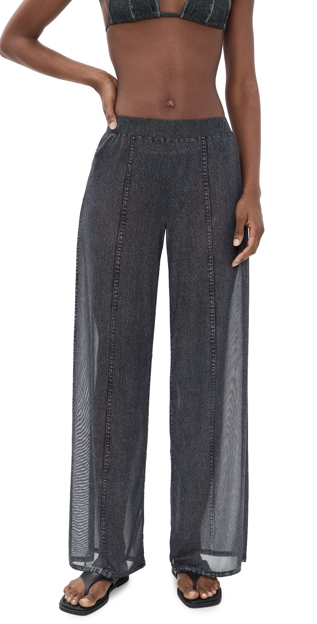 rag & bone Miramar Mesh Wide Leg Pant Washed Black XS