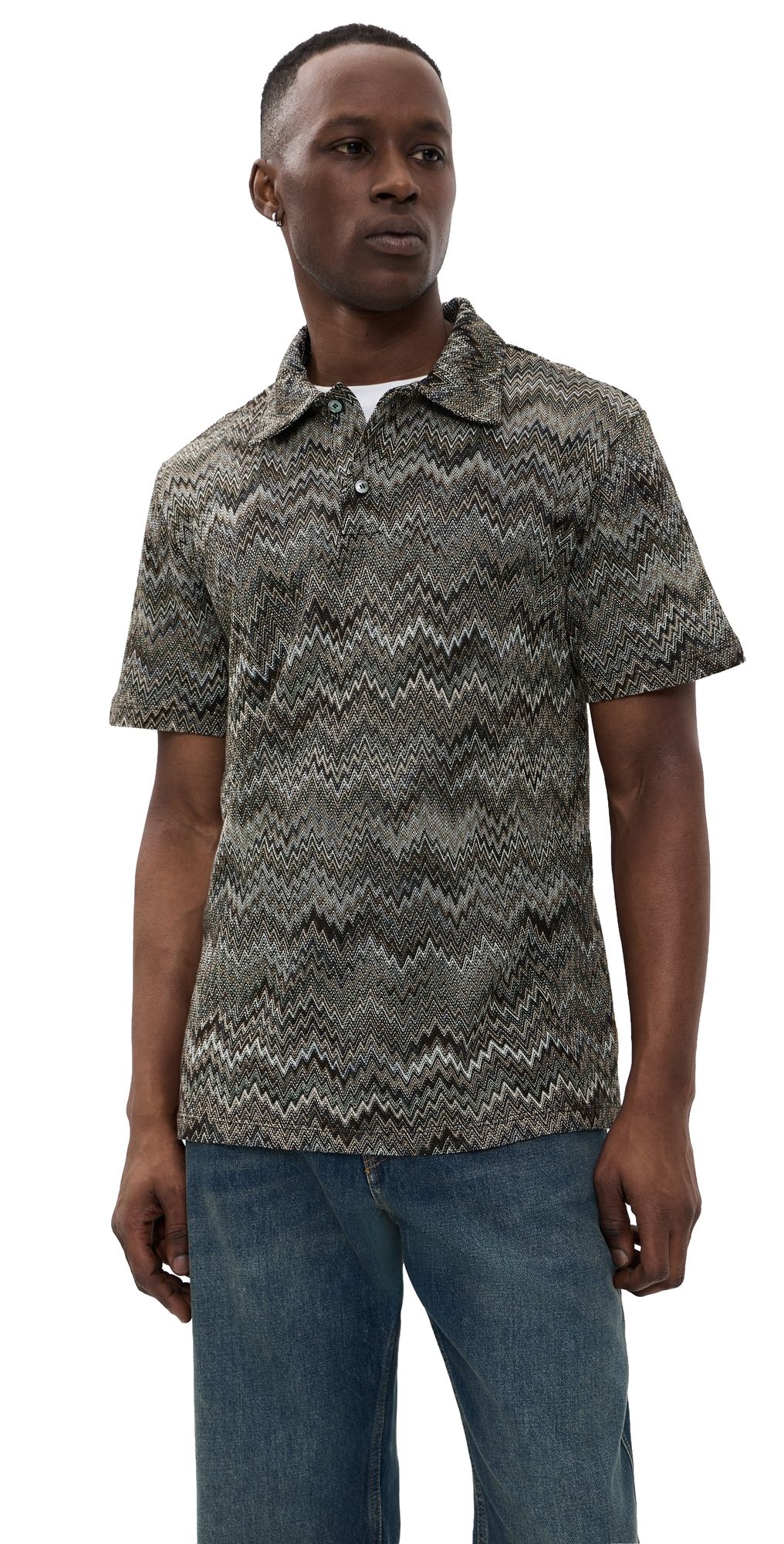 Missoni Short Sleeve Polo Brown Tones L