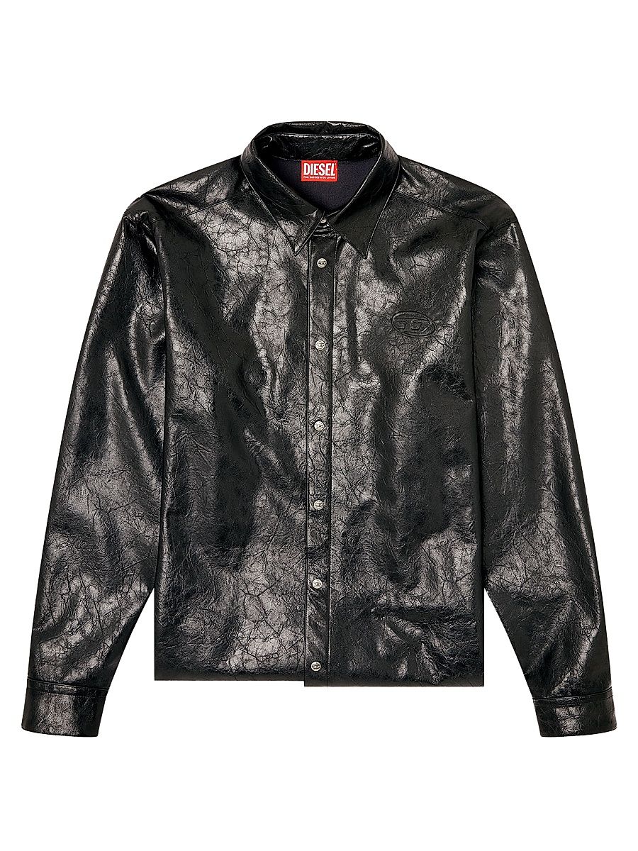 Men's S-Simply-Qmbu Point Collar Shirt - Black - Size 44