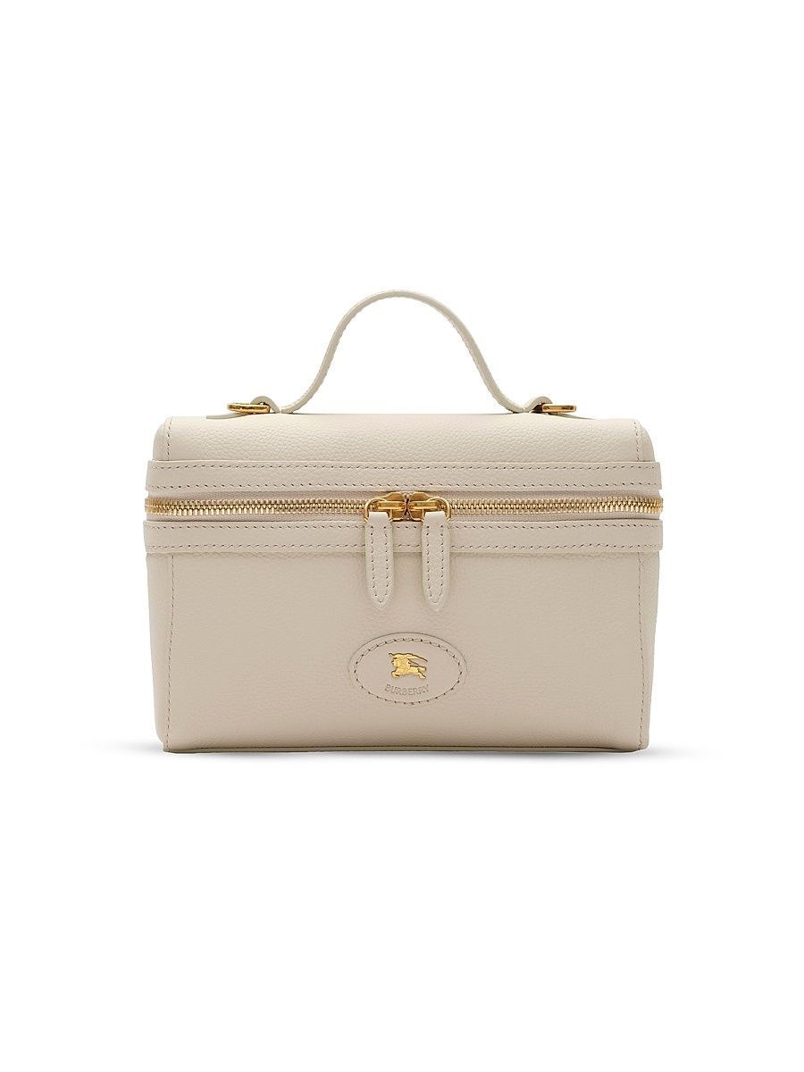 Women's Bloomsbury Check-Lined Leather Vanity Case - Light Beige