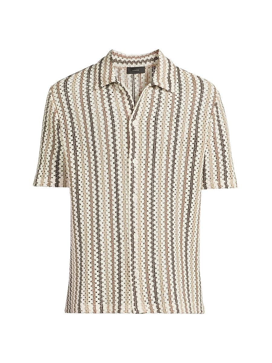 Men's Striped Open-Weave Cotton-Blend Shirt - Wilderness Combo - Size XXL