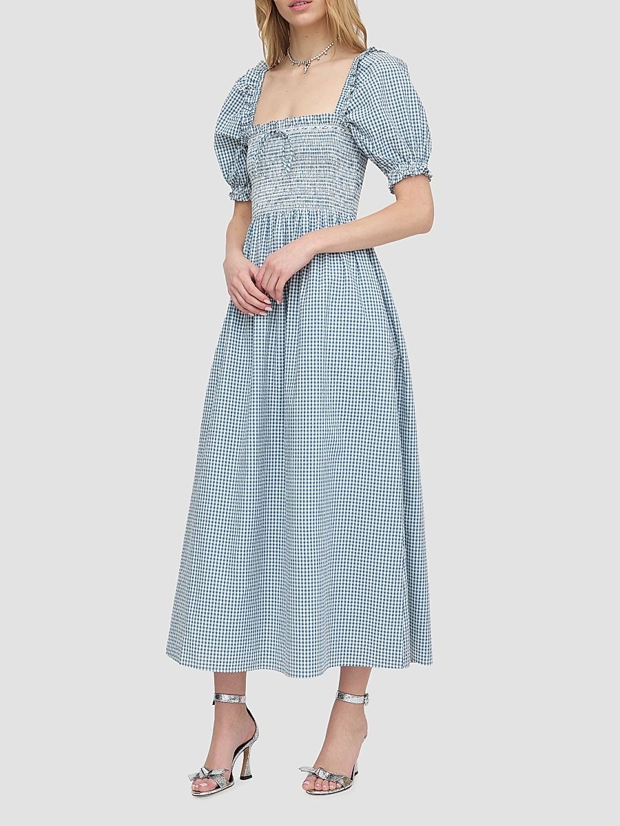 Women's The Scarlett Midi Nap Dress - Lagoon Gingham - Size Large