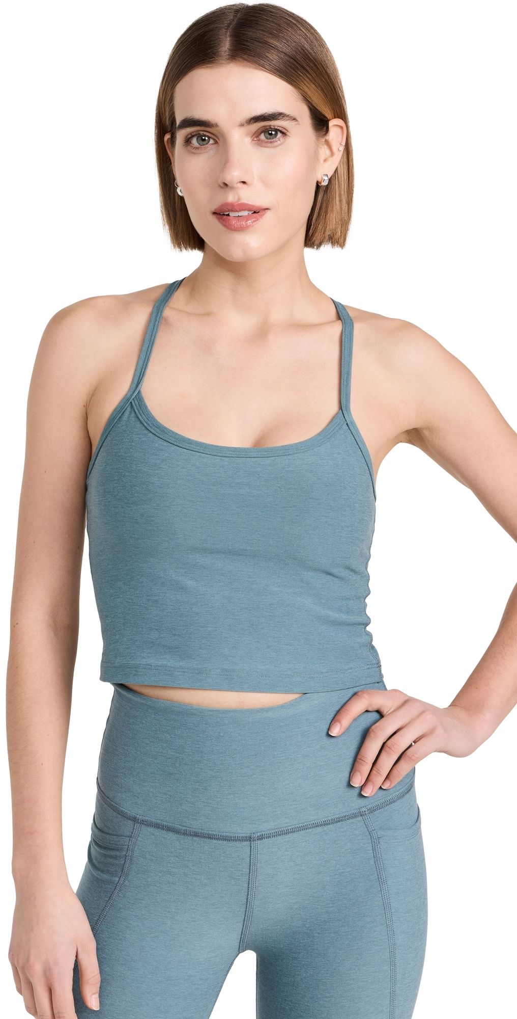 Beyond Yoga Spacedye Slim Racerback Cropped Tank Storm Heather S