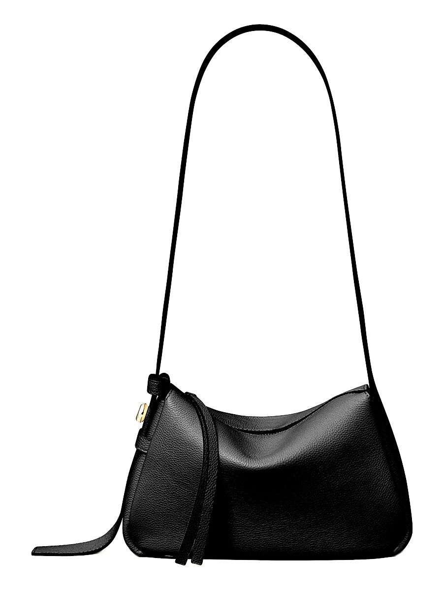 Women's Small Romy Leather Shoulder Bag - Black