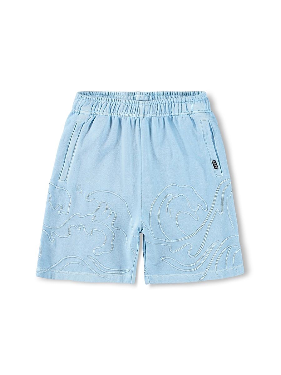 Little Boy's & Boy's Embroidered Wave Shorts - Stream - Size 10