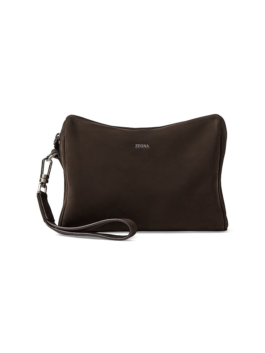 Men's Secondskin Leather Pouch - Dark Brown