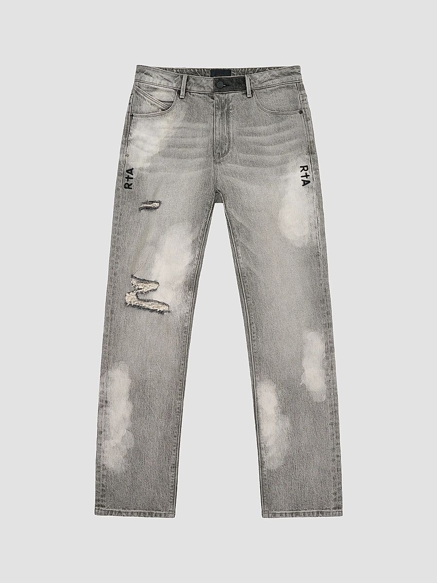 Men's Curva Ultra Bleached Distressed Slim-Fit Jeans - Charcoal Bleached - Size 28