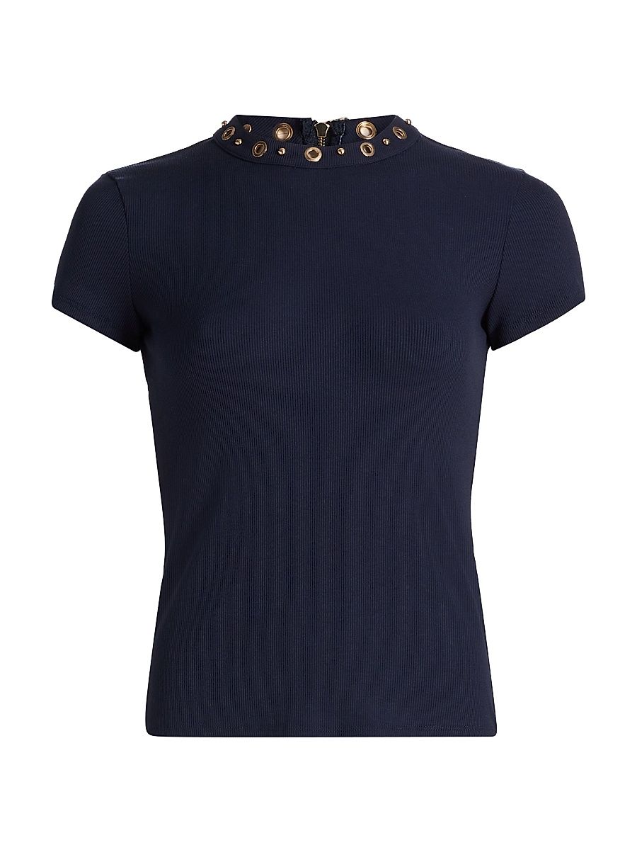 Women's Tate Grommet Rib-Knit Top - French Navy - Size XL