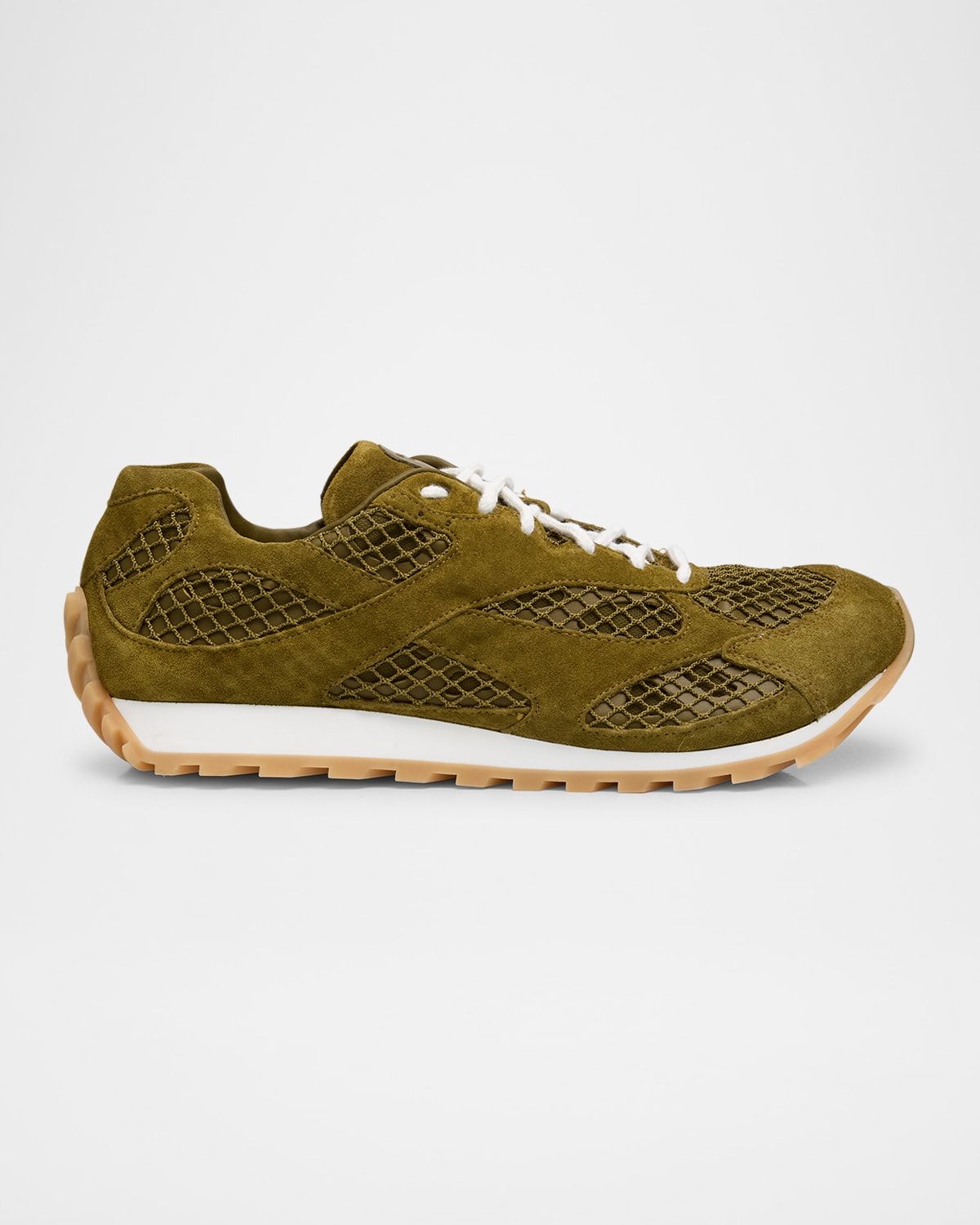Men & apos;s Orbit Aged Leather and Fishnet Runner Sneakers