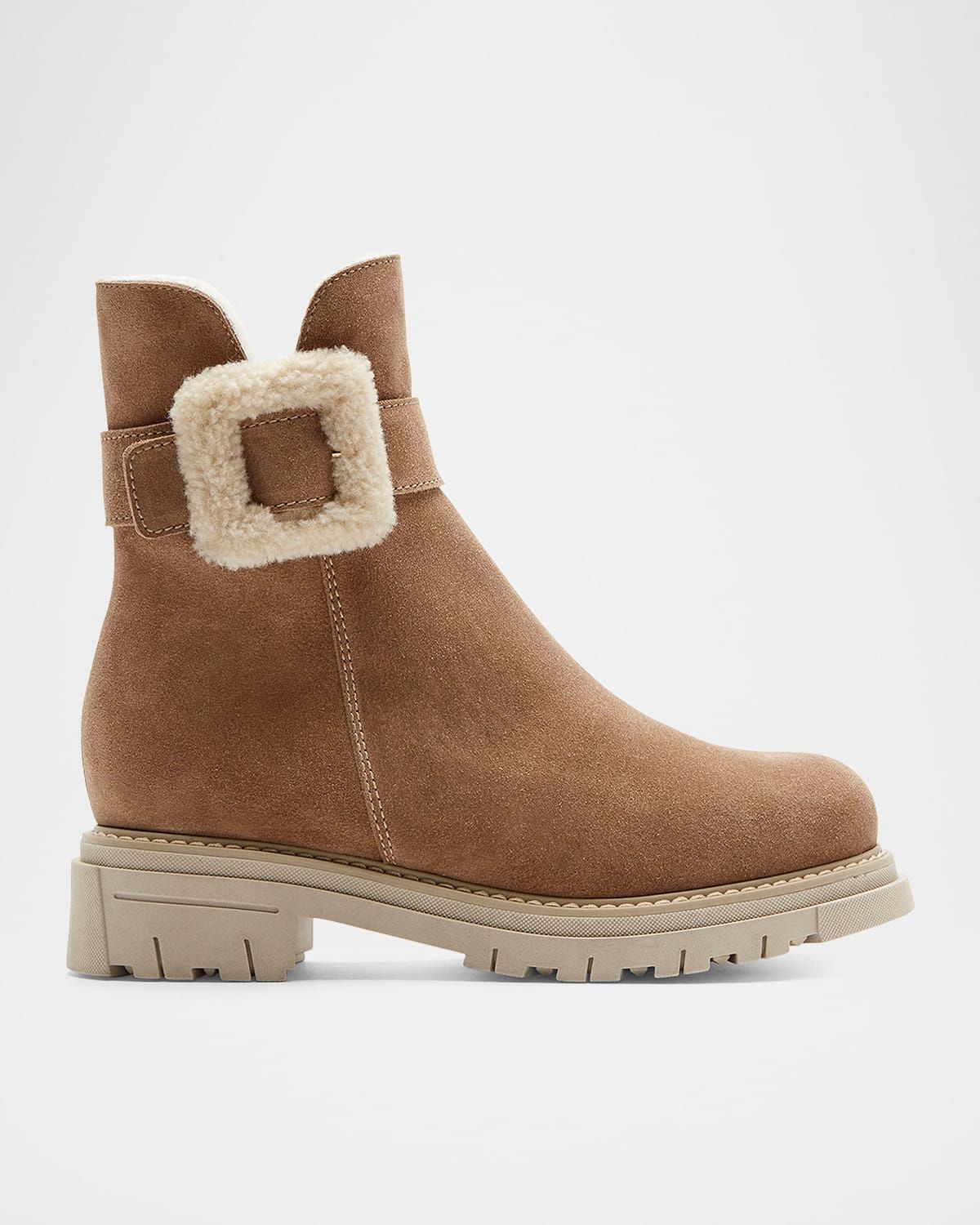 Dax Suede Shearling Buckle Booties