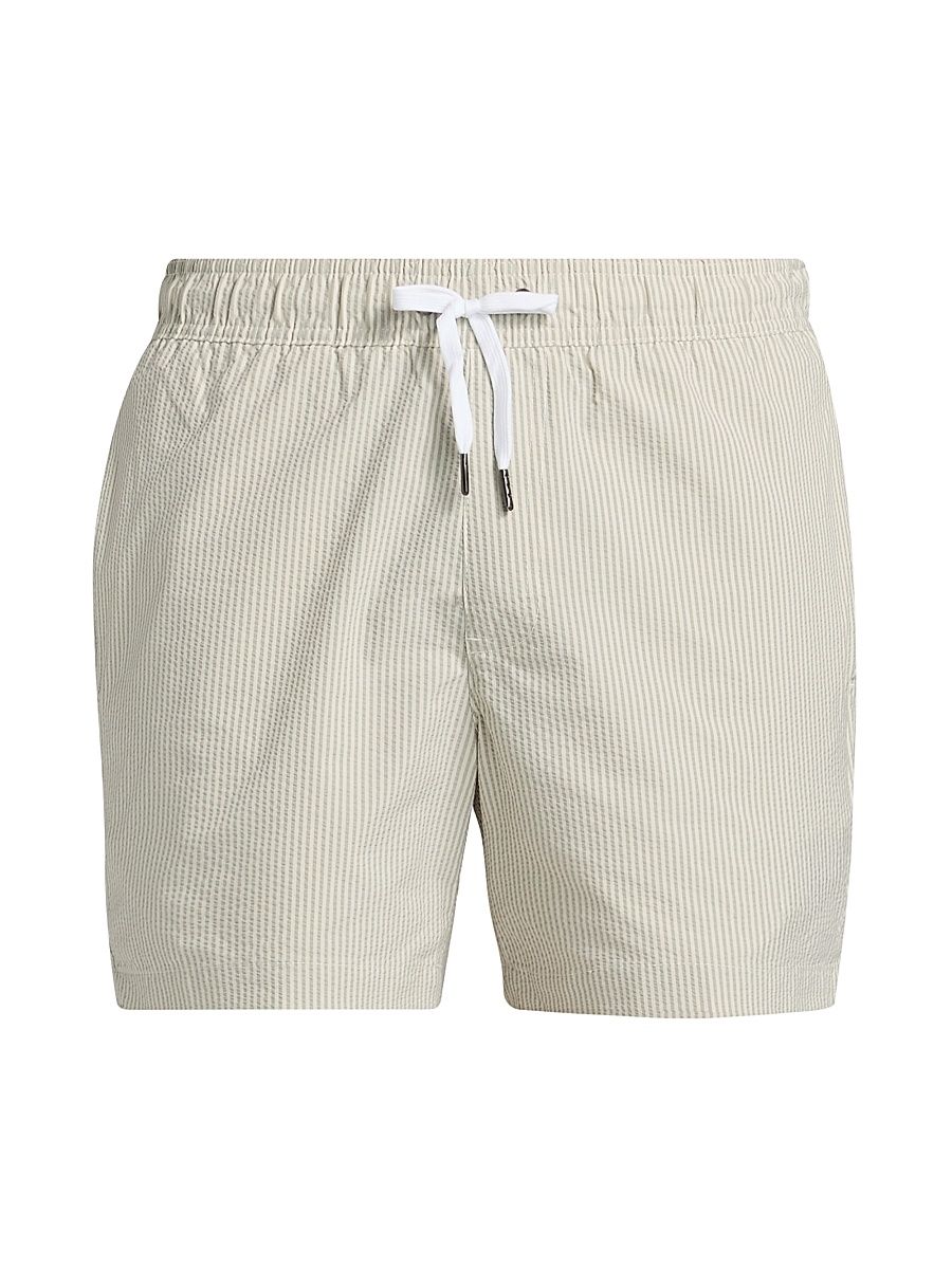 Men's COLLECTION Tonal Microstripe Swim Shorts - Light Grey - Size XL