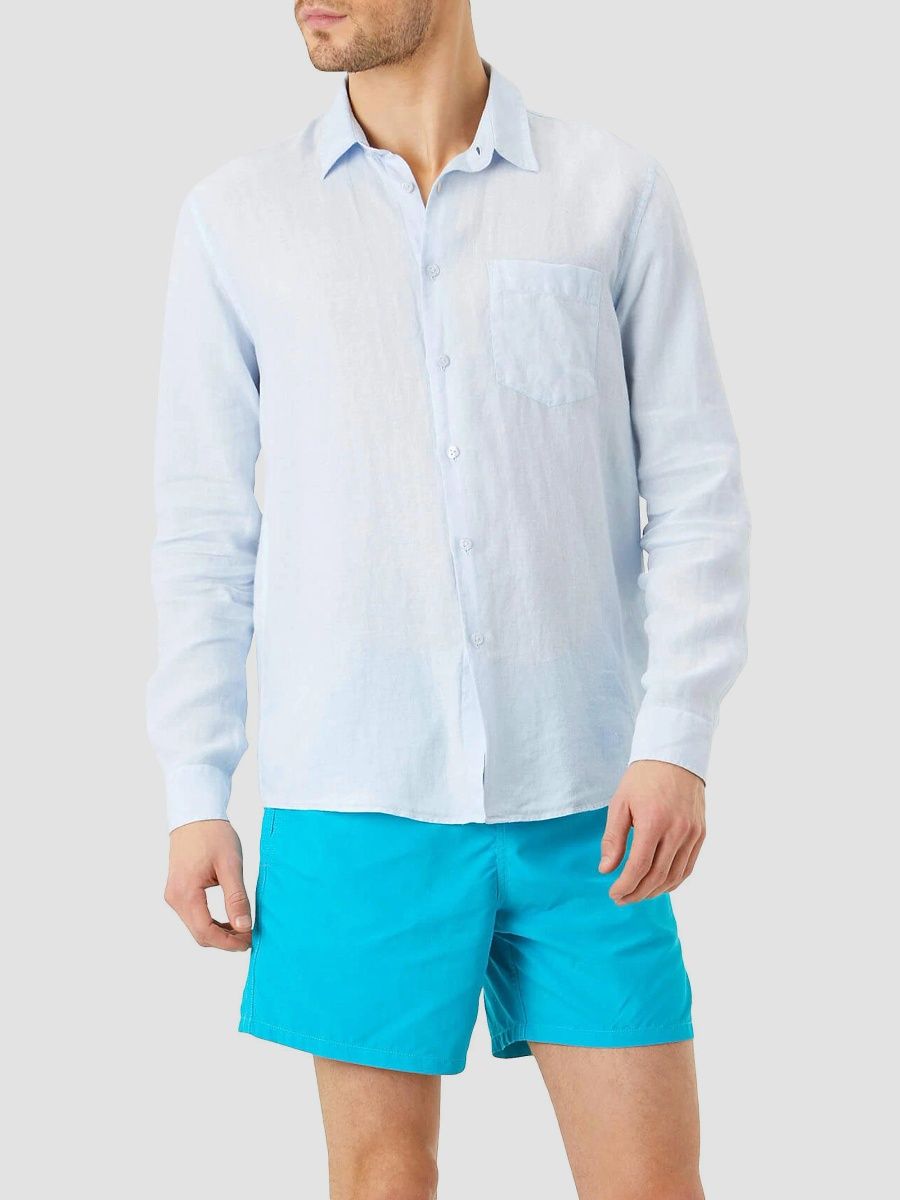 Vilebrequin Men's Long-Sleeve Linen Shirt - Light Blue - Size XXL