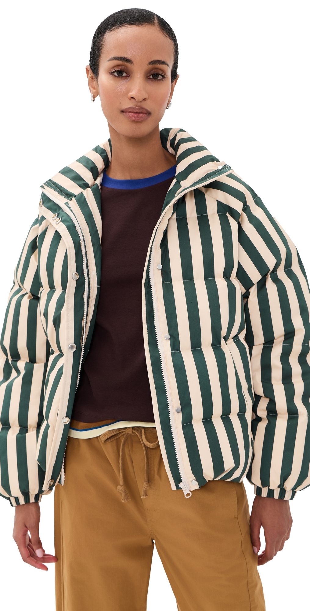 The Tiny Big Sister Striped Short Jacket Green Stripe 34