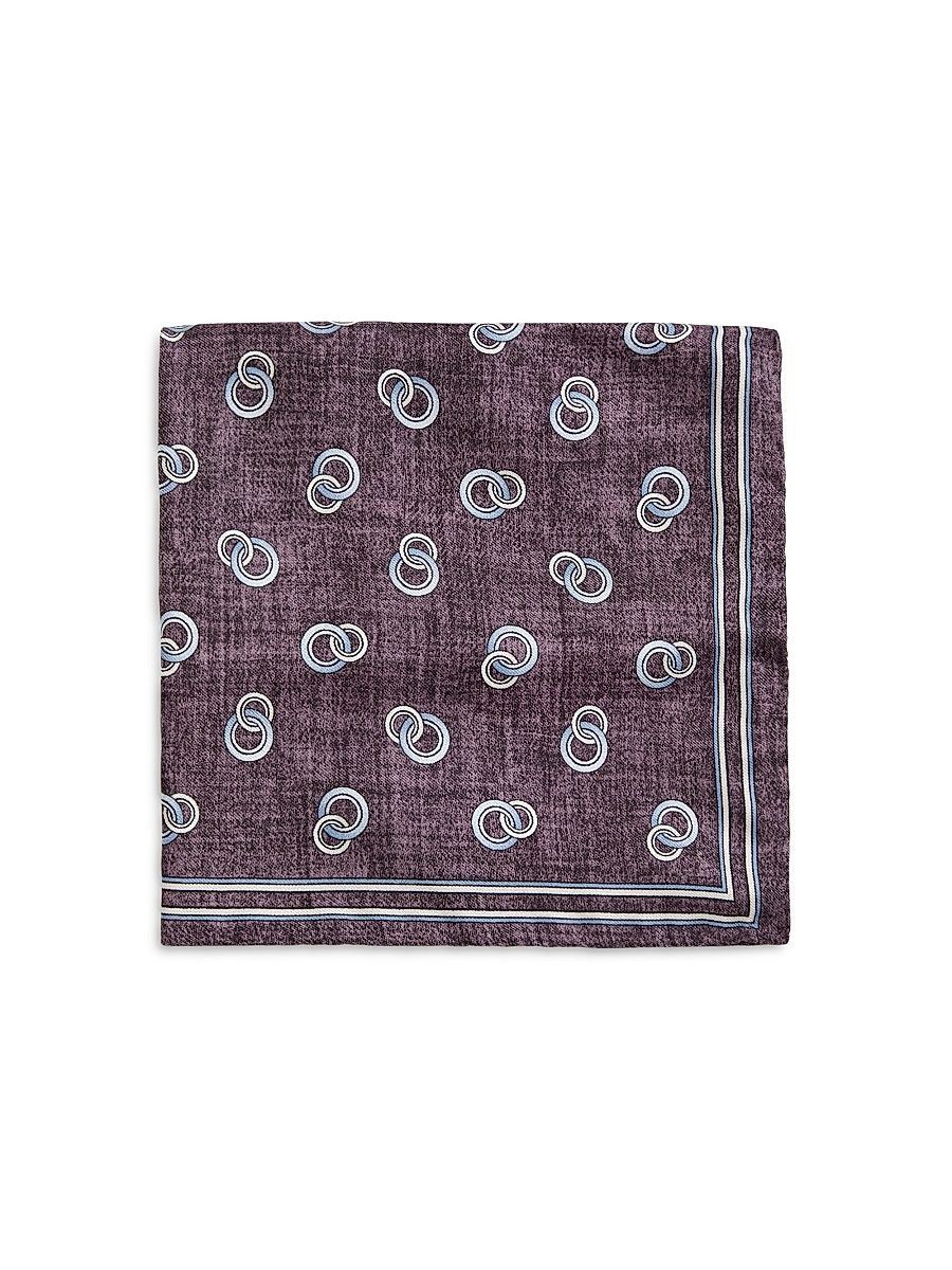 Men's Ring Silk Pocket Square - Purple