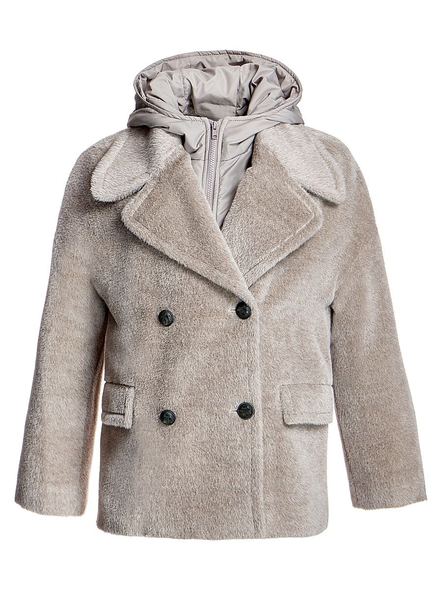 Women's Maximilian Oversized Alpaca Blend Coat with Down Filled Hood - Taupe - Size XL