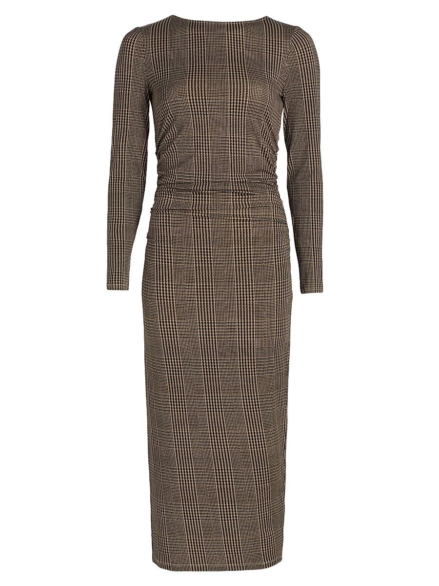 Women's Charissa Stretch-Jersey Houndstooth Midi-Dress - Dark Acorn Multi - Size Small