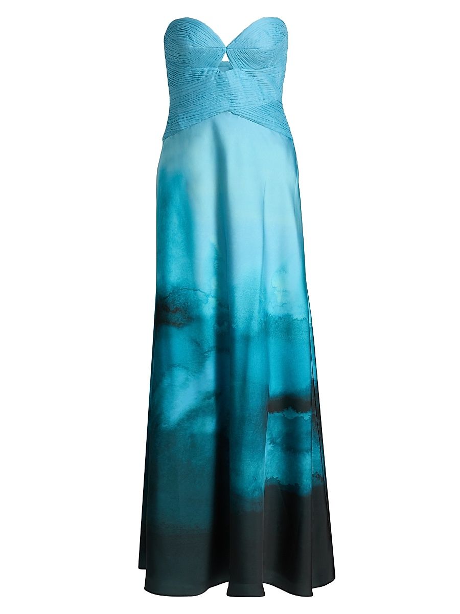 Women's Cova Ombré Chiffon Strapless Gown - River Walk - Size 6