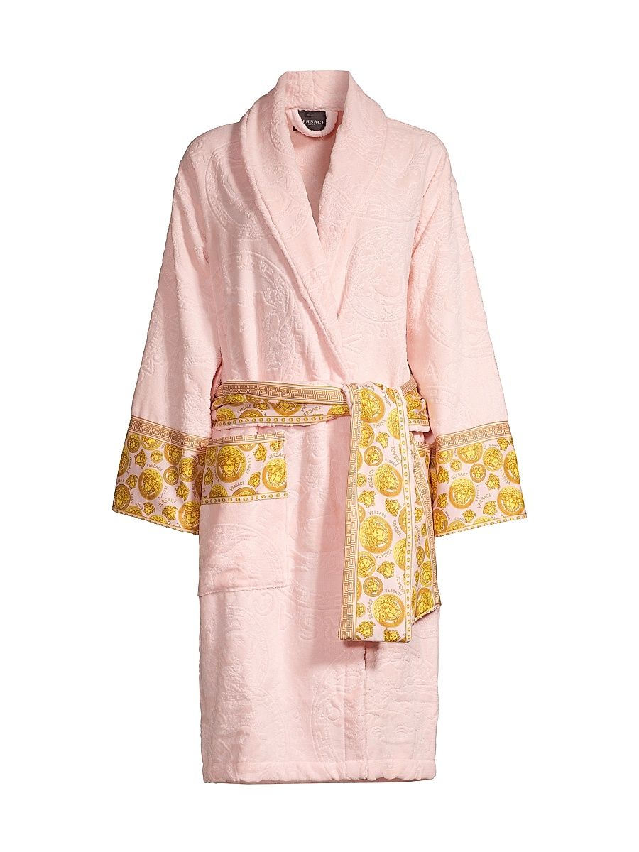 Women's Medusa Logo Plush Bathrobe - Pink Gold - Size Medium