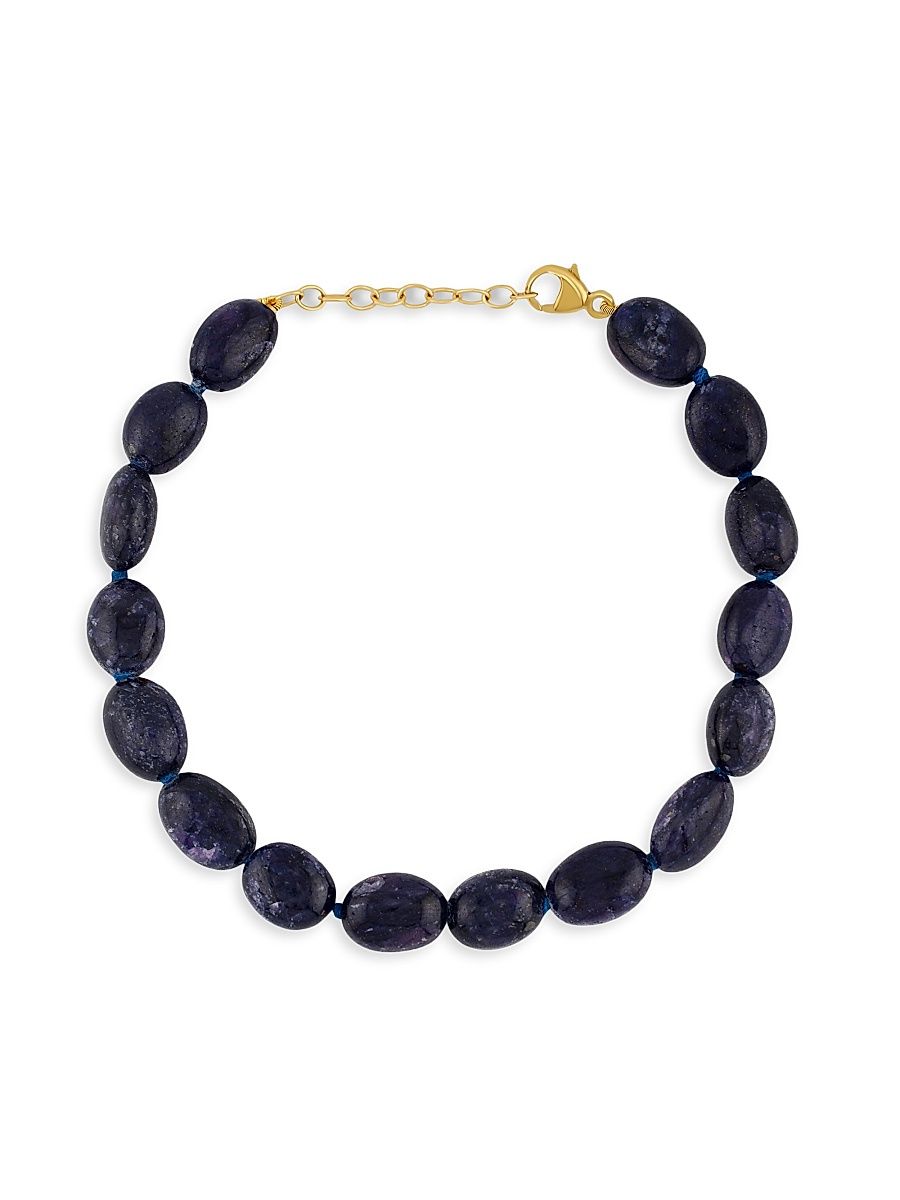 Women's 14K Yellow Gold & Blue Sapphire Beaded Bracelet - Quartz