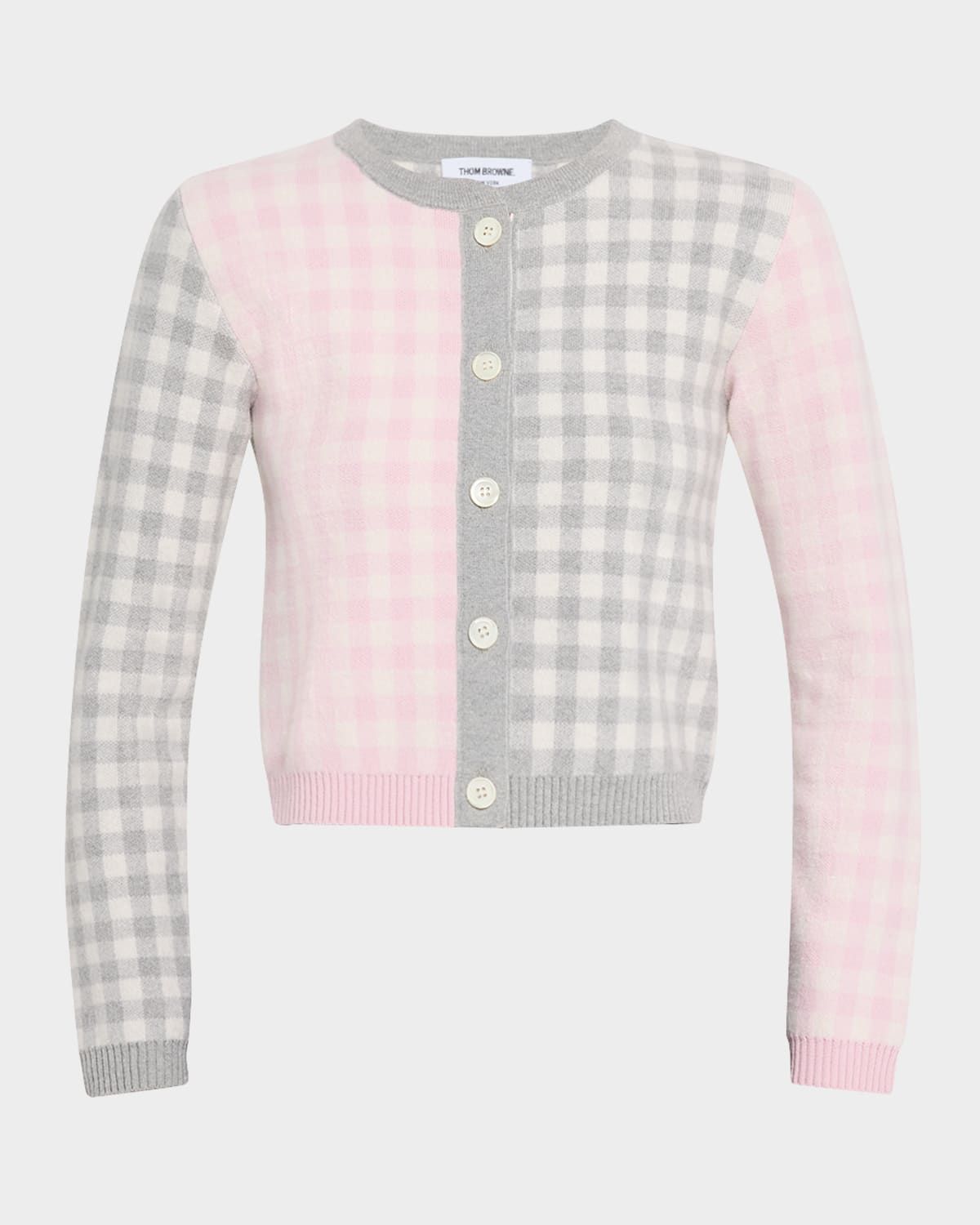 Fun Mix Gingham Check Cropped Cardigan