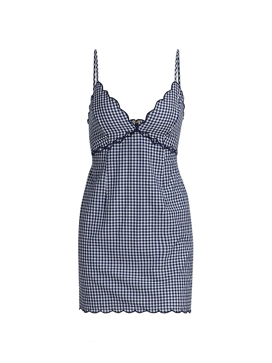 Women's LoveShackFancy x Visit Savannah Sydow Linen Gingham Cutout Minidress - Taylor Square - Size 12