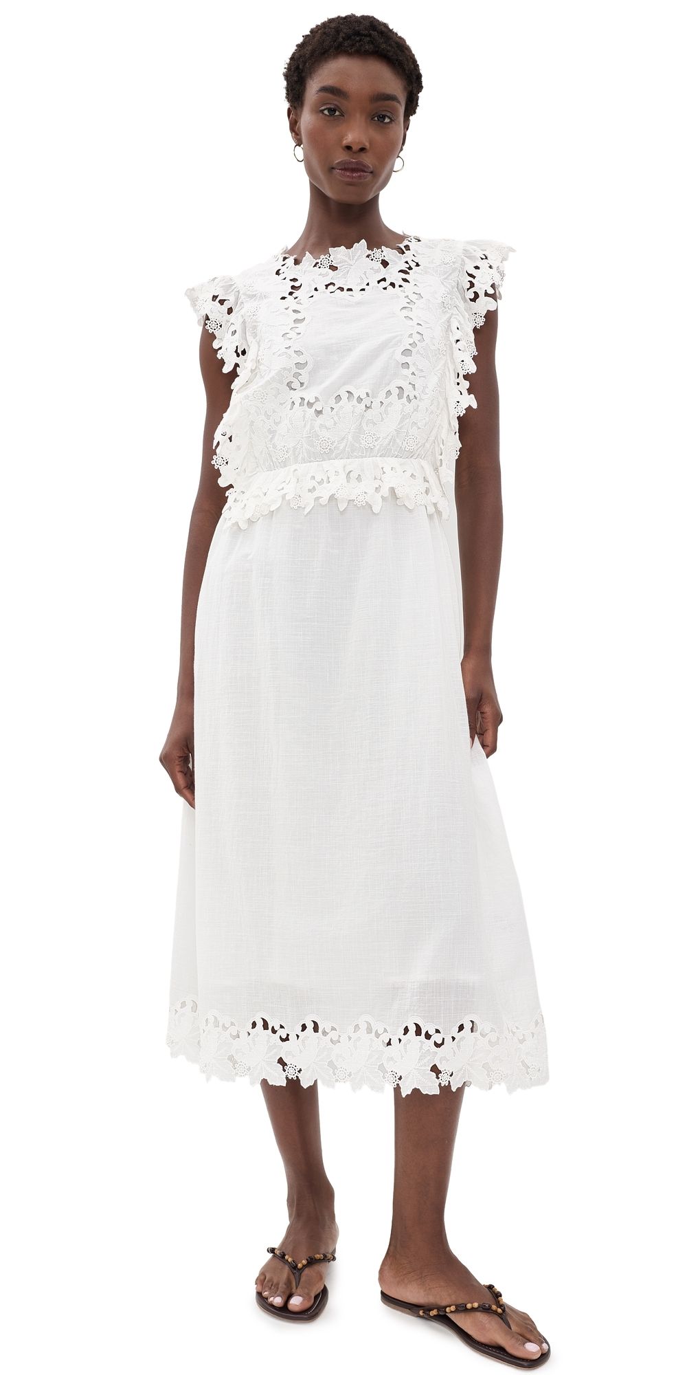 Sea Eleannora Embellished Midi Dress White S
