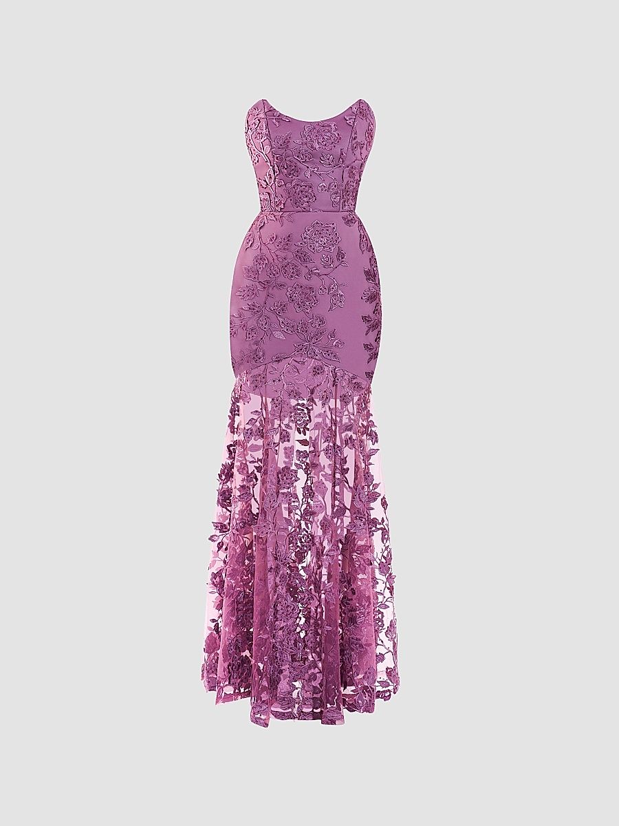 Women's The Voice Returns Lace Gown - Mauve - Size 10