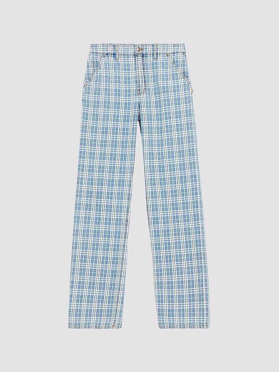 Women's Drusilla Check Straight Pants - Light Indigo Blue - Size 15