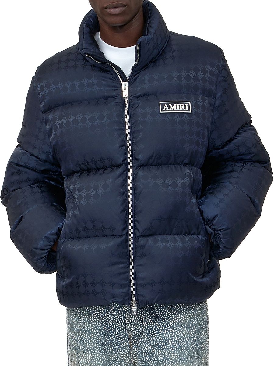 Men's MA Jacquard Puffer Jacket - Navy - Size Large