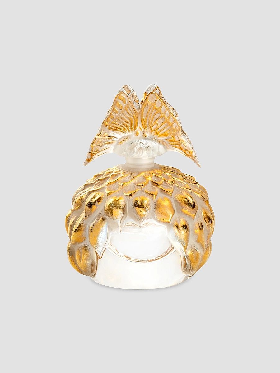Butterfly Gold-Stamped Crystal Perfume Bottle - Clear Gold
