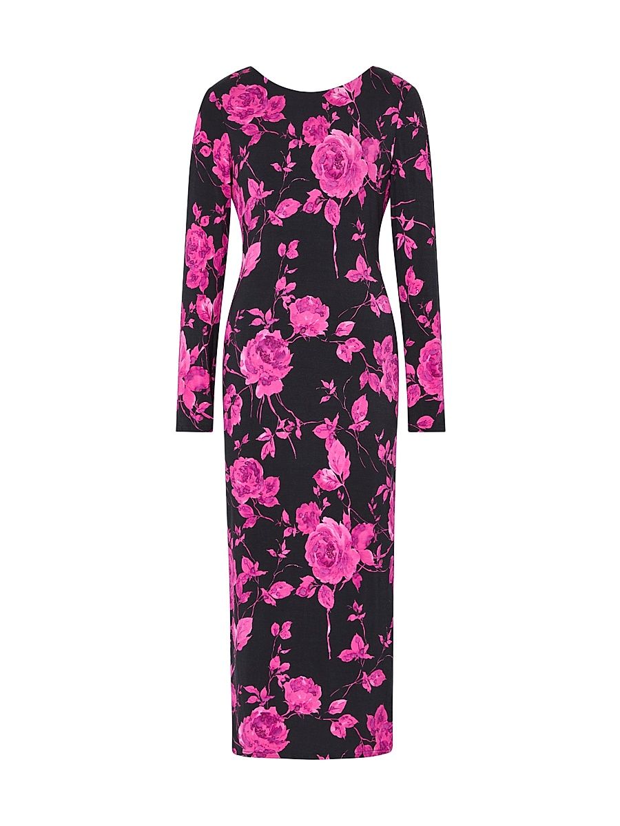 Women's Amarilla Printed Jersey Midi-Dress - Black Pink - Size 0