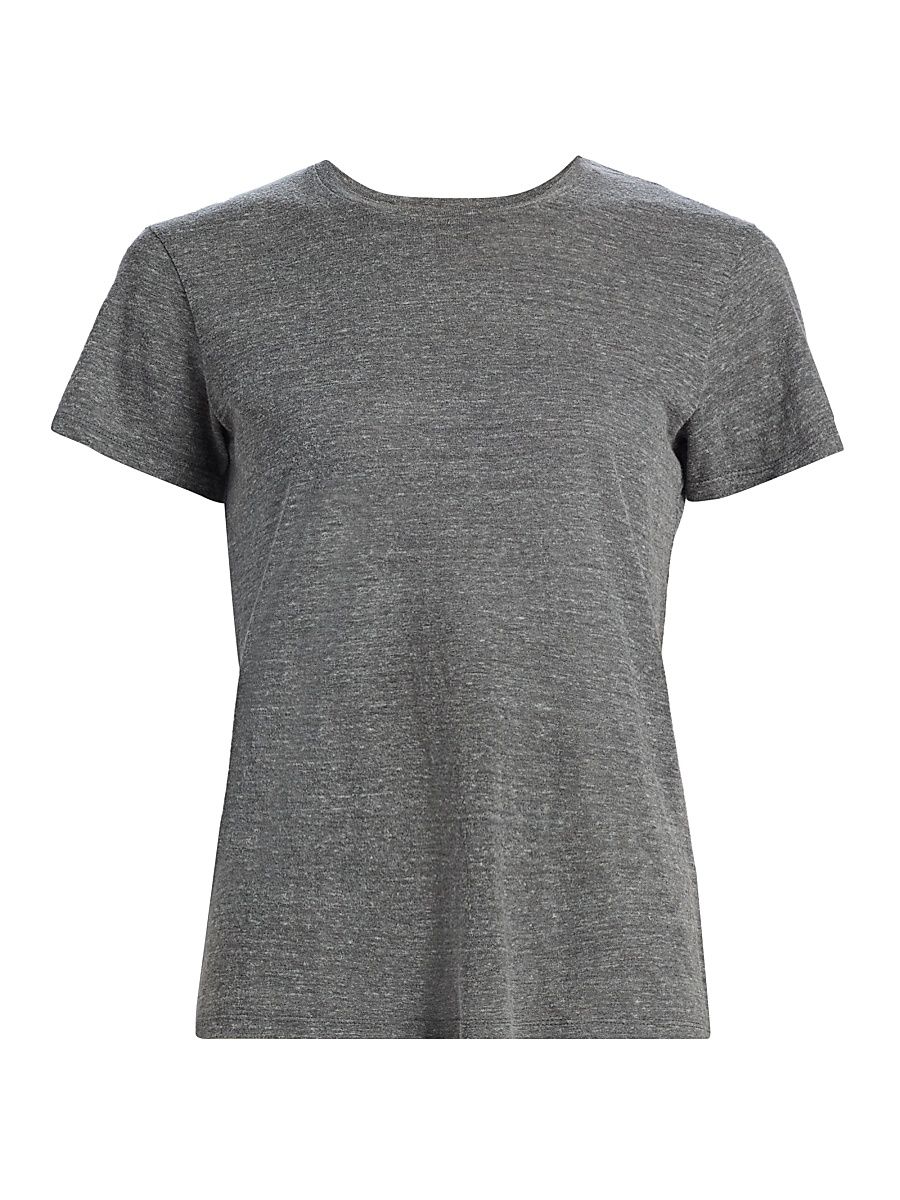 Women's Lana Crewneck Cotton-Blend T-Shirt - Heather Grey - Size XS