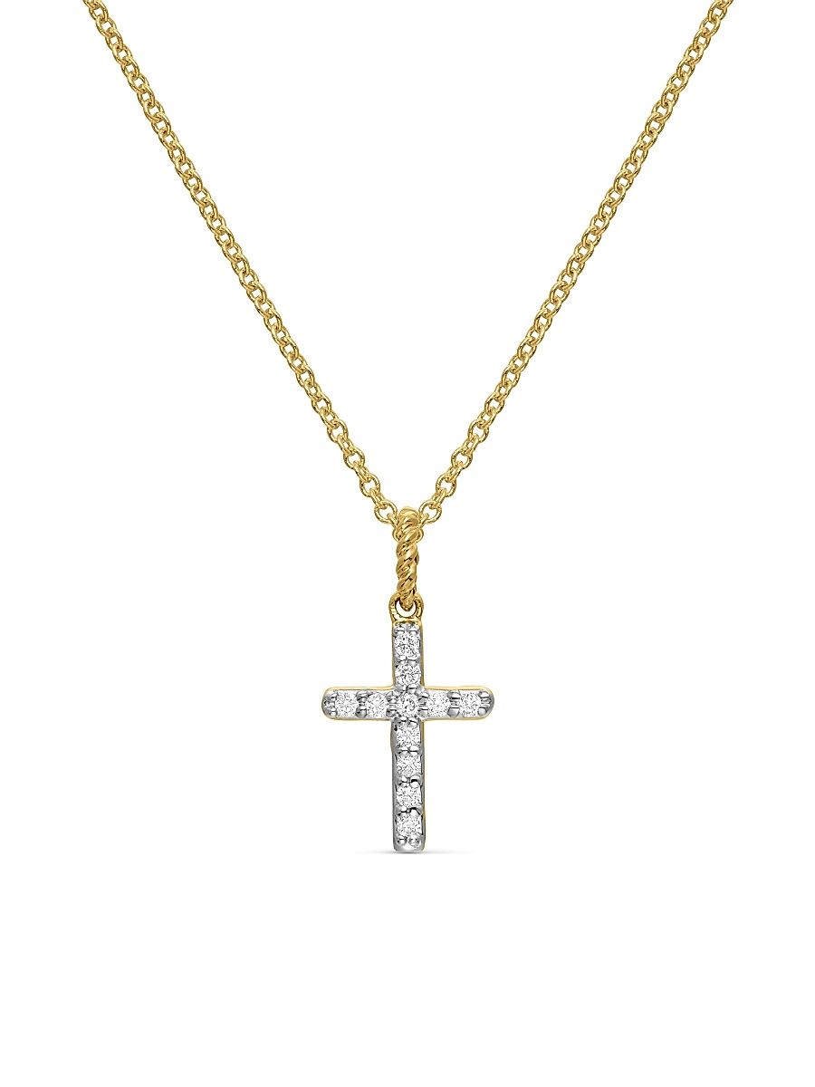 Women's Cable Collectibles Cross Necklace in 18K Gold - Gold - Size 18