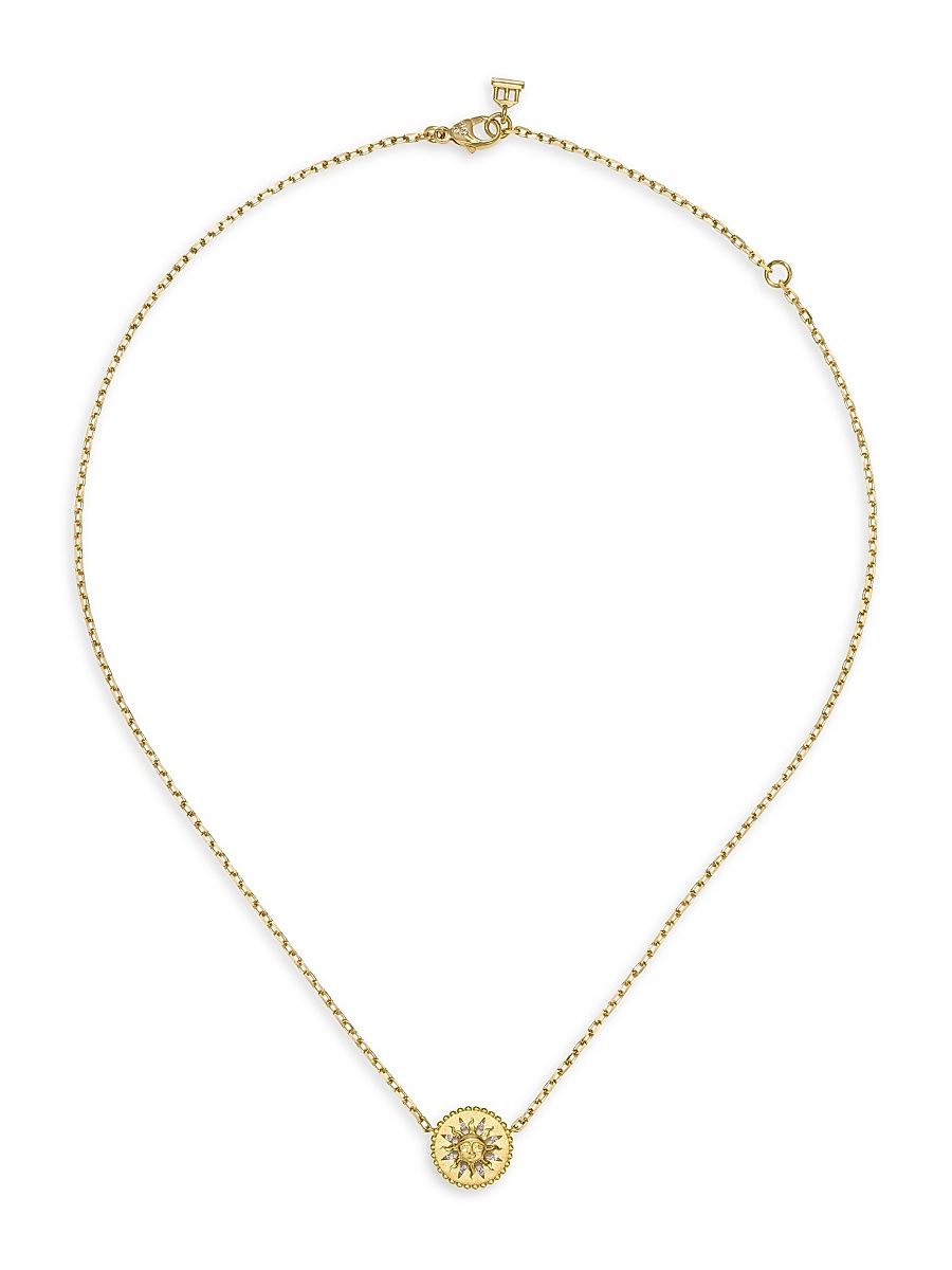Women's Celestial Orbit 18K Yellow Gold & 0.12 TCW Diamond Sun Pendant Necklace - Yellow Gold