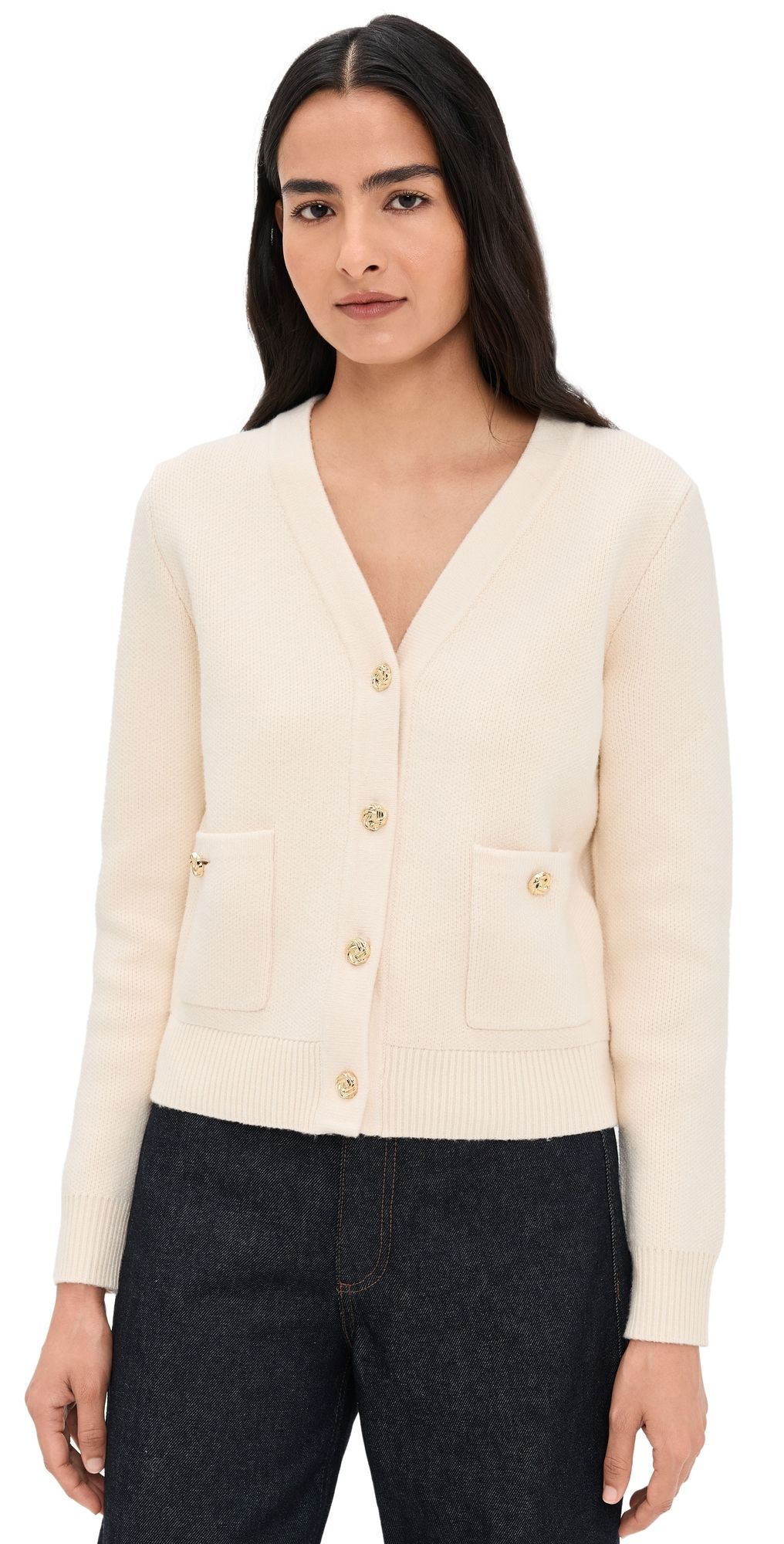 LE BOP Quinn Gold Button Cardi Navy M